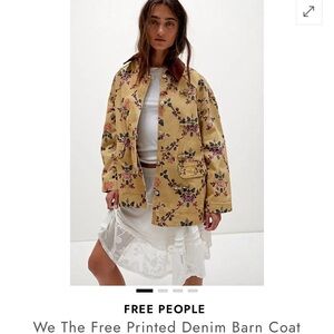 Free People Yellow Floral Utility Jacket